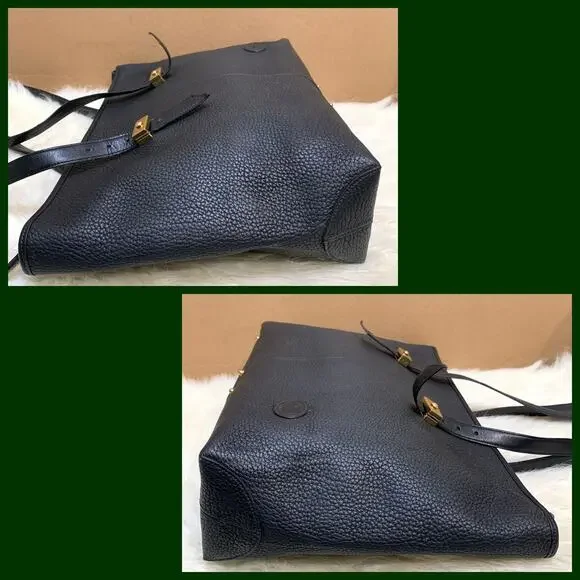 DOONEY & BOURKE Large Rare Vintage METRO Tote Black Pebbled All Weather Leather - Picture 6 of 16